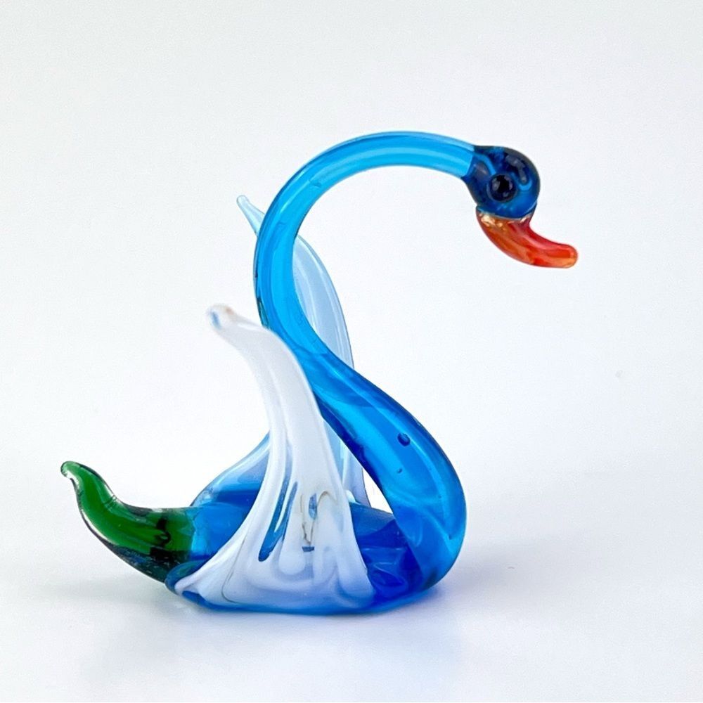 Vintage Art Glass Murano Style Swan Goose Hand Blown Figurine